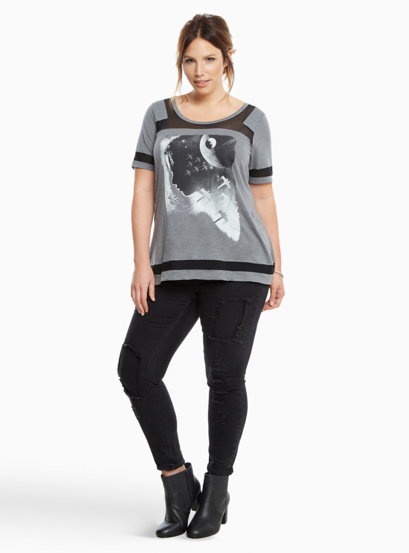 Women's plus size Rogue One Jyn mesh insert top available at Torrid