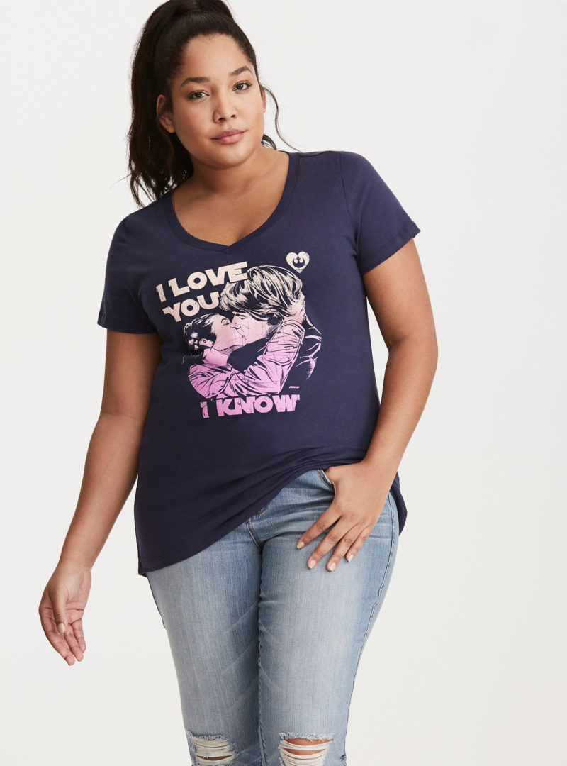 Women's Star Wars Leia and Han v-neck plus size tee available at Torrid