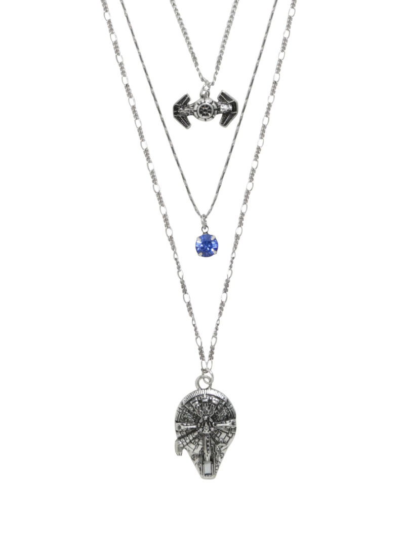 Star Wars Millennium Falcon & TIE Fighter long layered necklace at Hot Topic