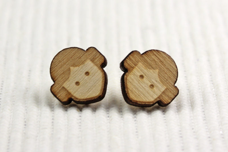 Princess Leia engraved wood stud earrings by Etsy seller ImpactEngraving