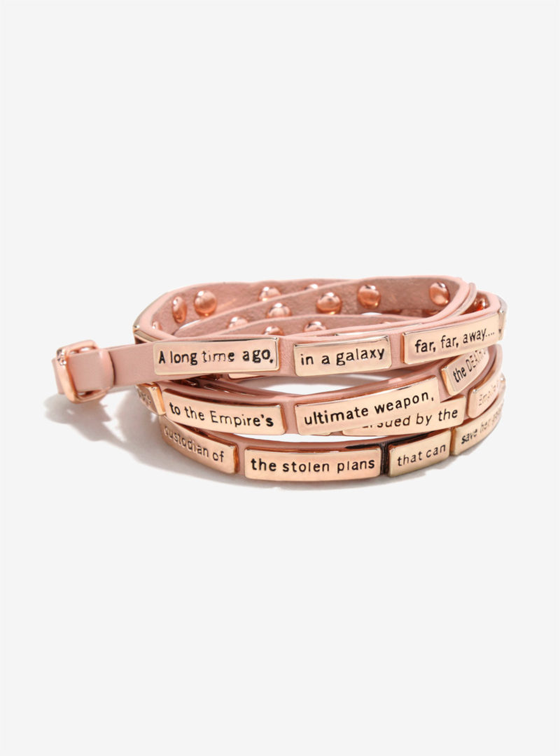 Love And Madness x Star Wars A New Hope opening crawl rose gold and blush leather wrap bracelet at Her Universe