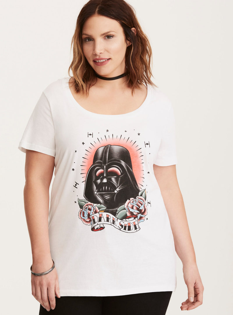 Women's plus size Star Wars Darth Vader Dark Side tattoo style print t-shirt at Torrid