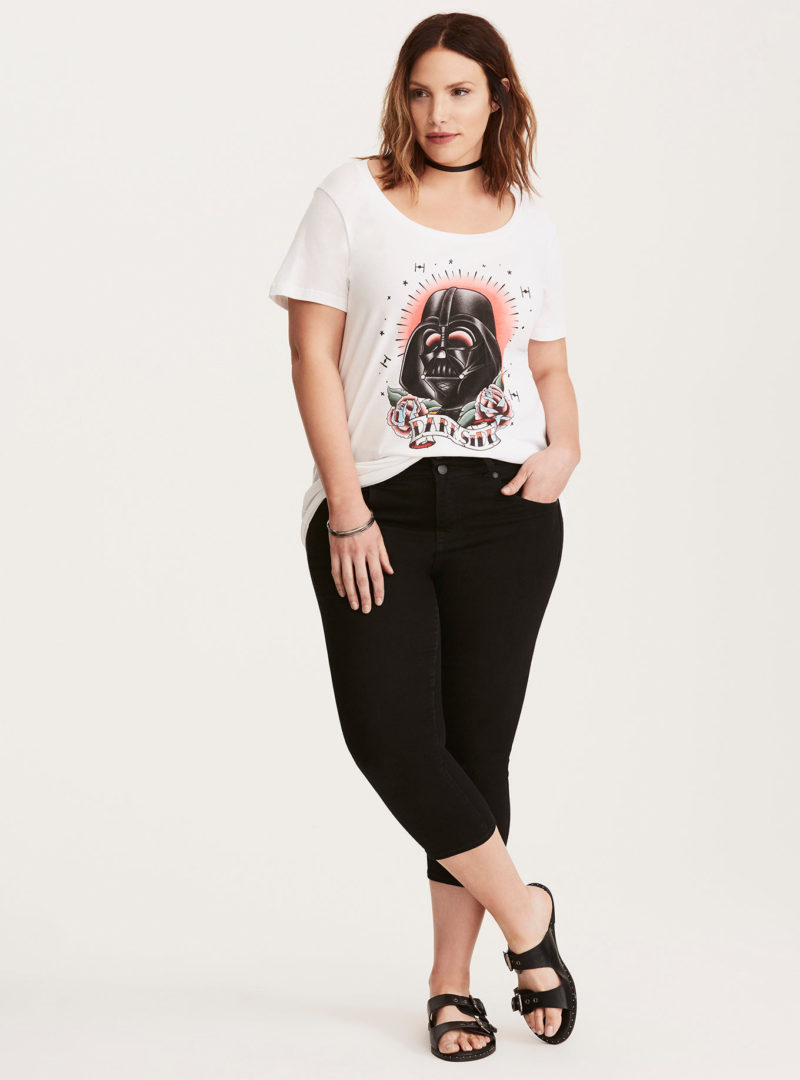 Women's plus size Star Wars Darth Vader Dark Side tattoo style print t-shirt at Torrid