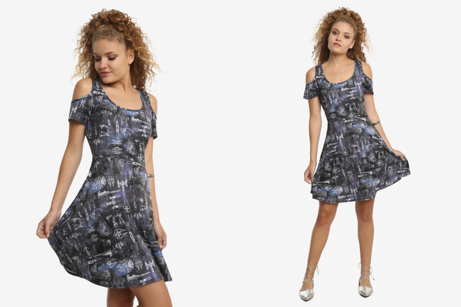 Her Universe x Star Wars Far Away Constellation Ships cold shoulder dress