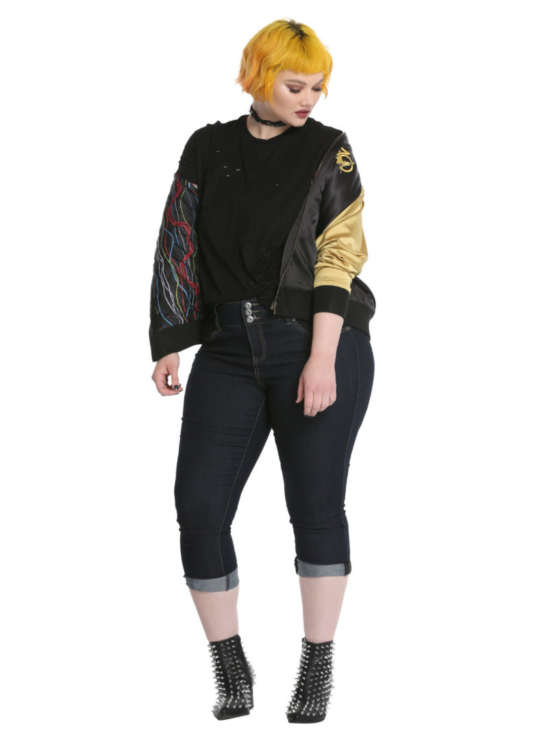 Her Universe x Star Wars C-3PO and R2-D2 embroidered satin souvenir jacket plus size at Hot Topic