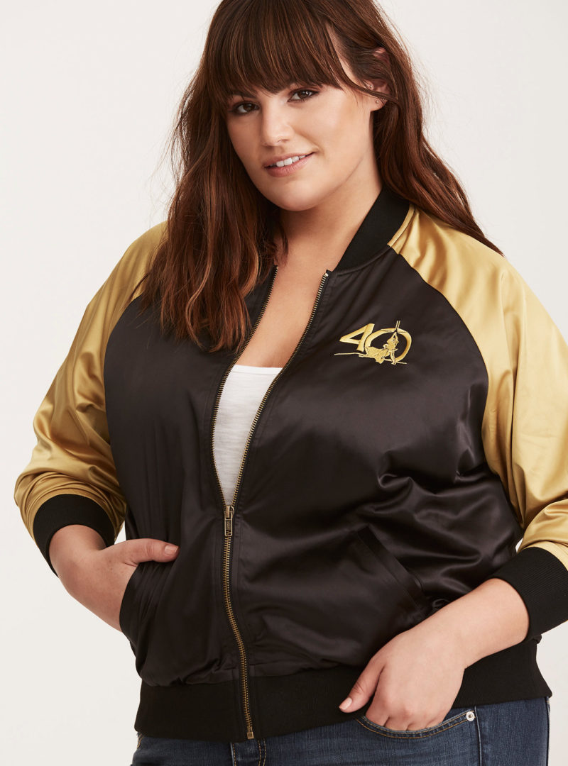 Her Universe x Star Wars Droid Tatooine C-3PO and R2-D2 embroidered satin souvenir plus size bomber jacket at Torrid
