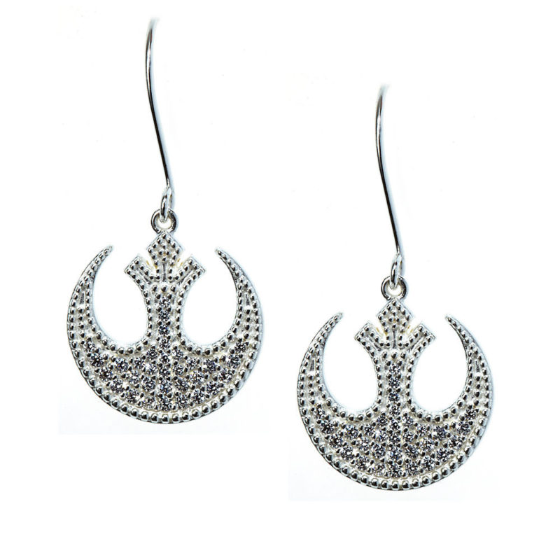 Star Wars Sterling Silver CZ Rebel Alliance symbol dangle earrings jewelry by Rebecca Hook at the Disney Store