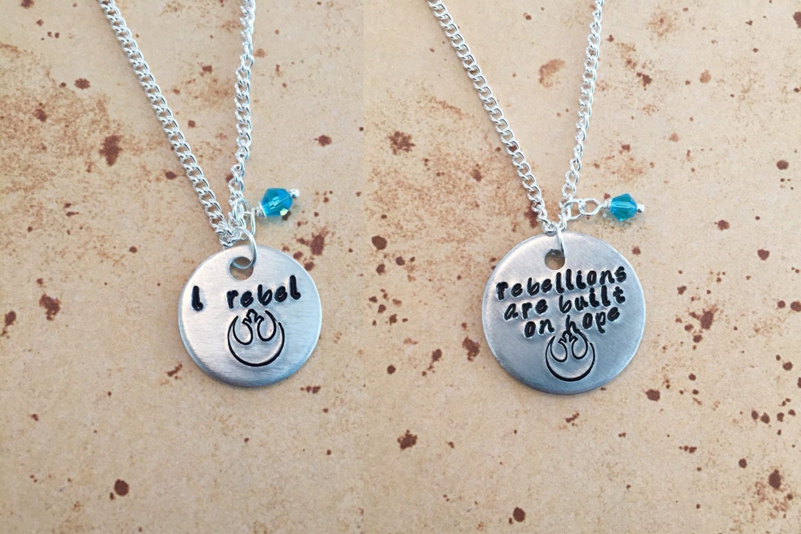 Star Wars Rogue One Jyn Erso inspired quote stamped charm necklaces by Etsy seller Kawaii Candy Couture UK