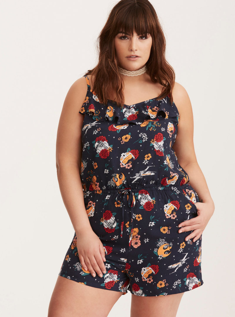 Women's plus size Her Universe x Star Wars Floral Rebellion romper at Torrid