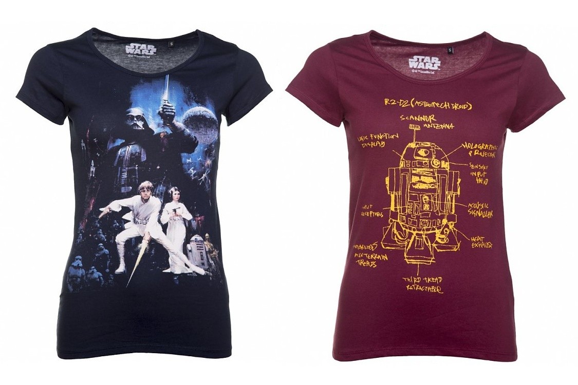 Women's Star Wars poster art and R2-D blueprint t-shirts at TruffleShuffle