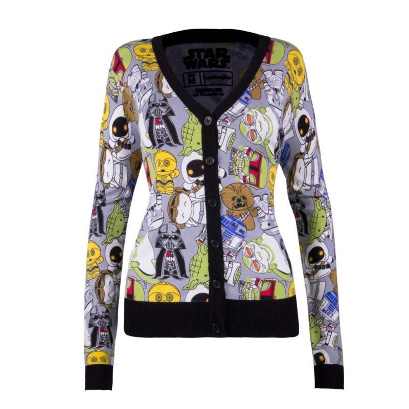 Women's We Love Fine x Star Wars chibi character all over cardigan