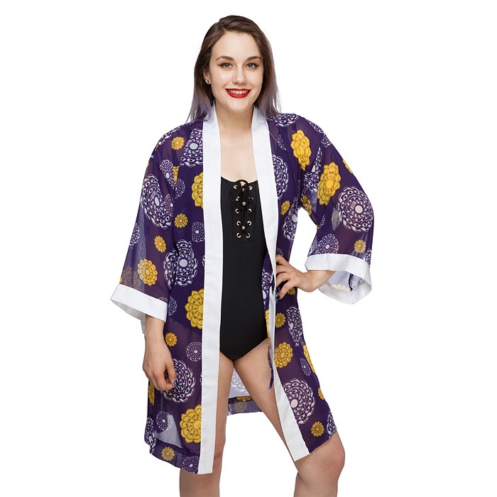 Star Wars Droid R2-D2 C-3PO floral chiffon cover-up robe at ThinkGeek