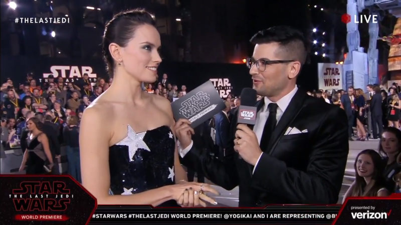 Daisy Ridley on the red carpet for The Last Jedi premiere