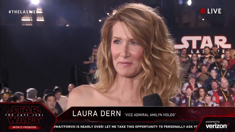 Laura Dern on the red carpet for The Last Jedi premiere