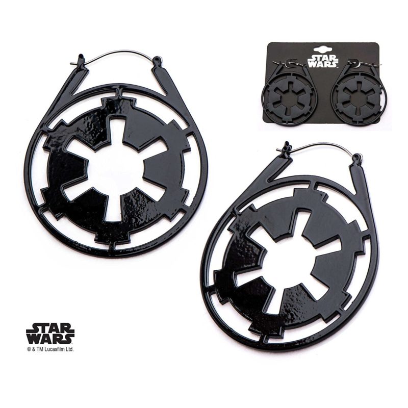 Body Vibe x Star Wars Imperial symbol hoop earrings on Amazon