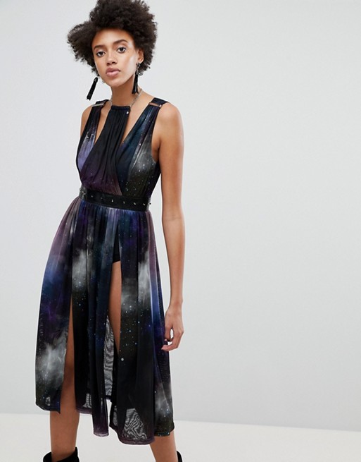 Women's ASOS x Star Wars Galaxy Printed Full Dress