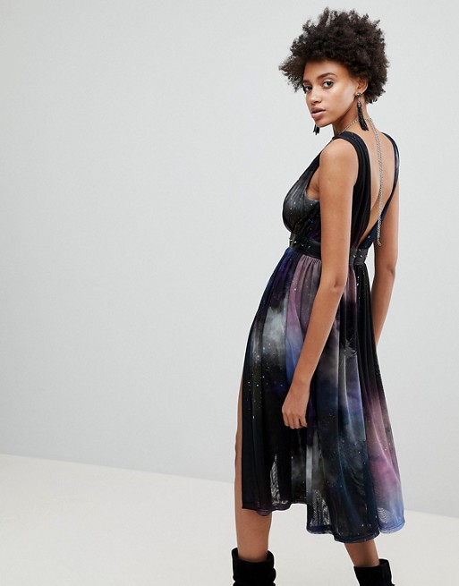 Women's ASOS x Star Wars Galaxy Printed Full Dress
