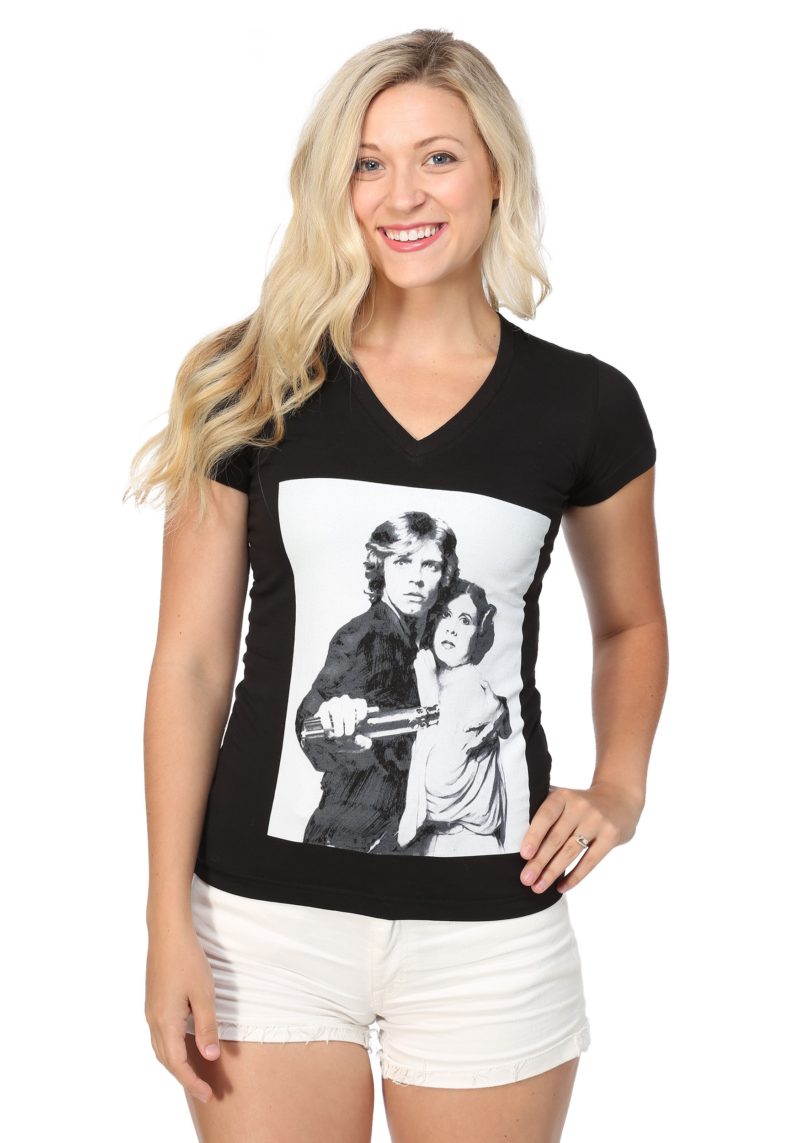 Women's Star Wars Luke Skywalker and Princess Leia v-neck t-shirt at Fun.com