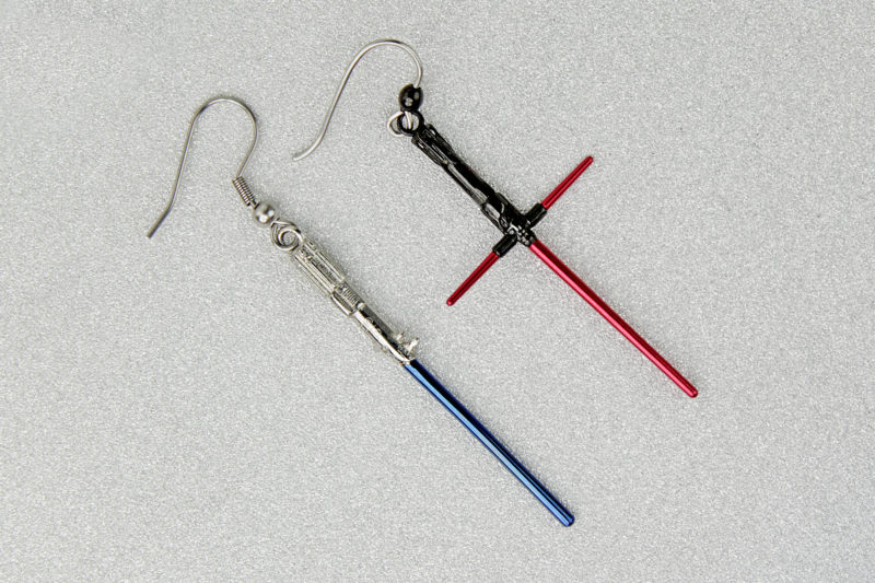 Body Vibe x Star Wars Kylo Ren Lightsaber dangle earrings available exclusively at ThinkGeek