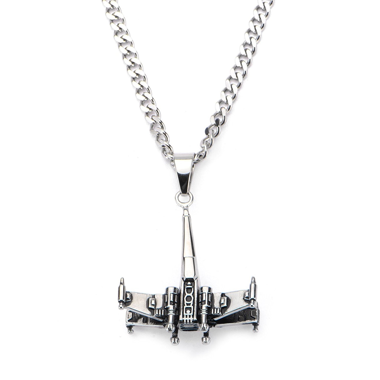 Star Wars X-Wing Fighter Laser Stainless Steel Dog Tag Pendant Necklace 