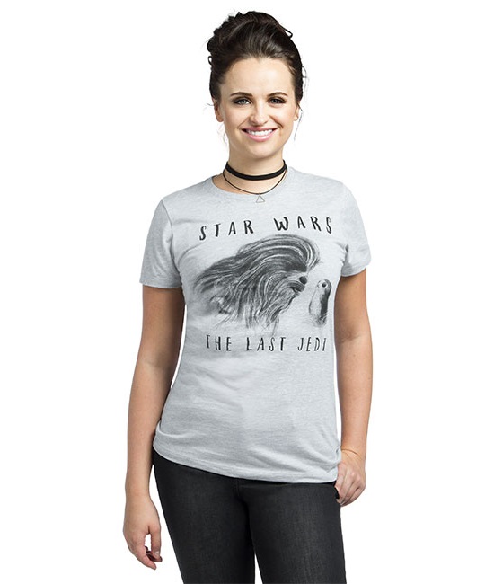 Women's Star Wars The Last Jedi Chewbacca and porg t-shirt at ThinkGeek