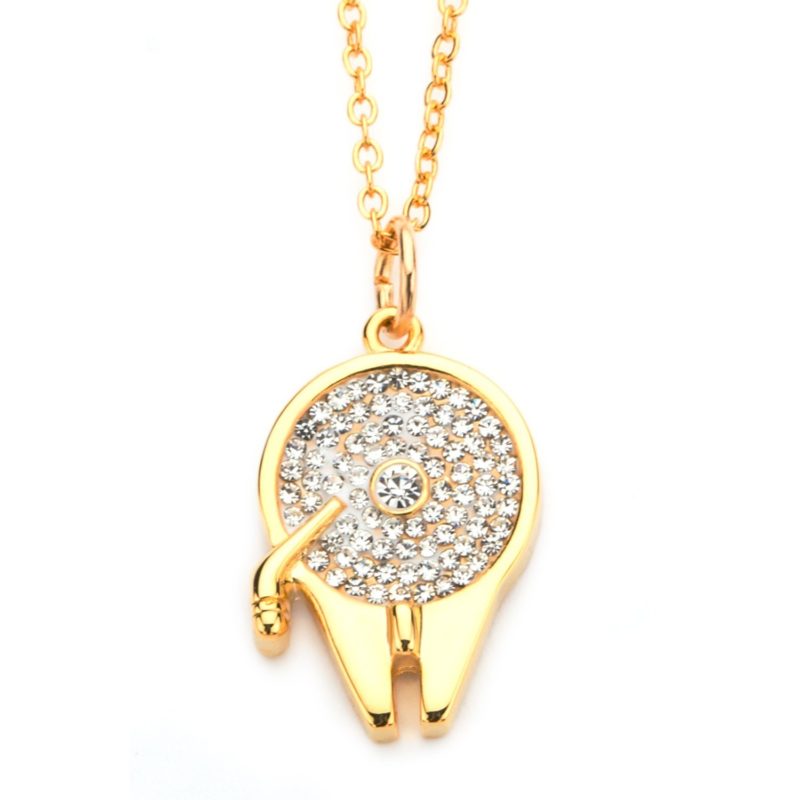 Women's Body Vibe x Star Wars Gold Plated Millennium Falcon crystal necklace at Amazon