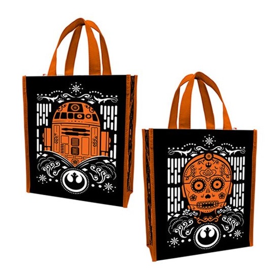 Star Wars Halloween themed R2-D2 & C-3PO tote bag at Entertainment Earth