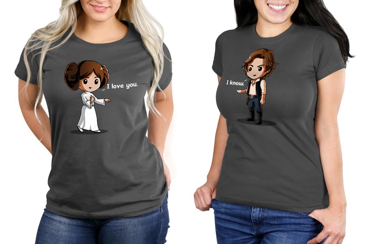 Women's Star Wars Princess Leia and Han Solo 'I Love You' - 'I Know' t-shirts at TeeTurtle