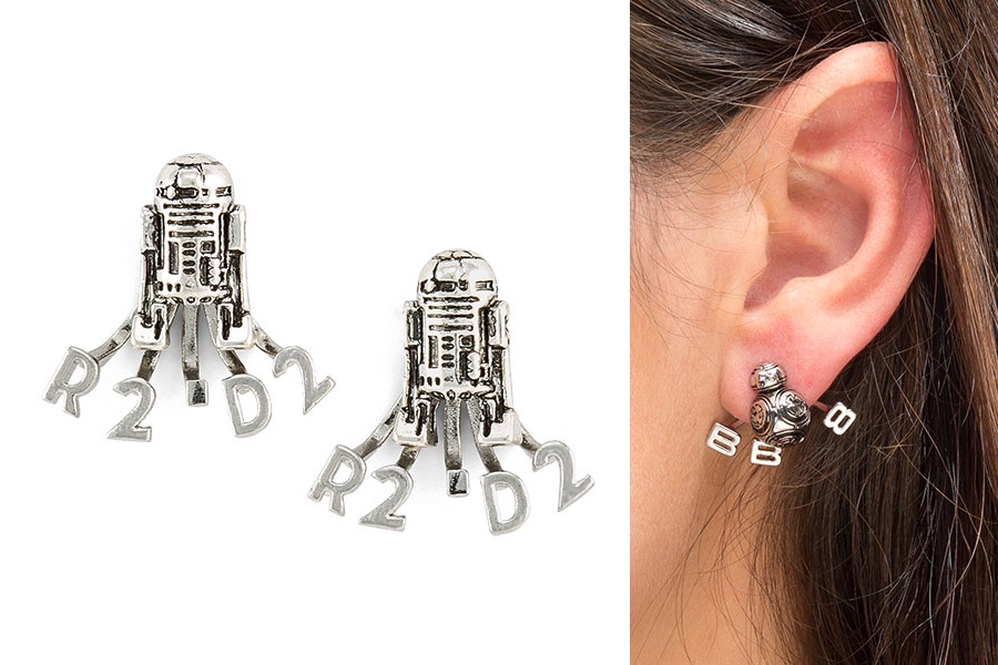 Star Wars R2-D2 and BB-8 Ear Jacket Earrings at ThinkGeek