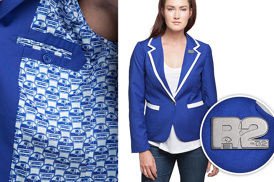 Women's Star Wars R2-D2 blue blazer available exclusively at ThinkGeek