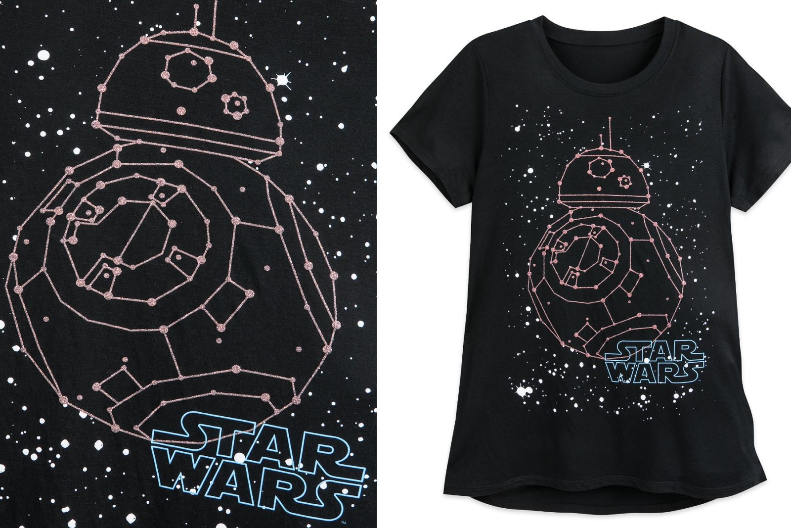 Women's Star Wars BB-8 Constellation Glitter print t-shirt at Shop Disney