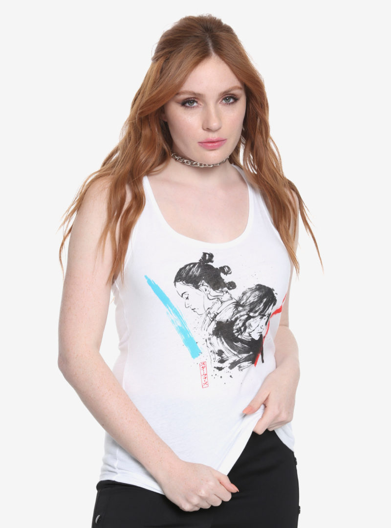 Women's Star Wars The Last Jedi Kylo Ren & Rey sketch artwork tank top at Hot Topic