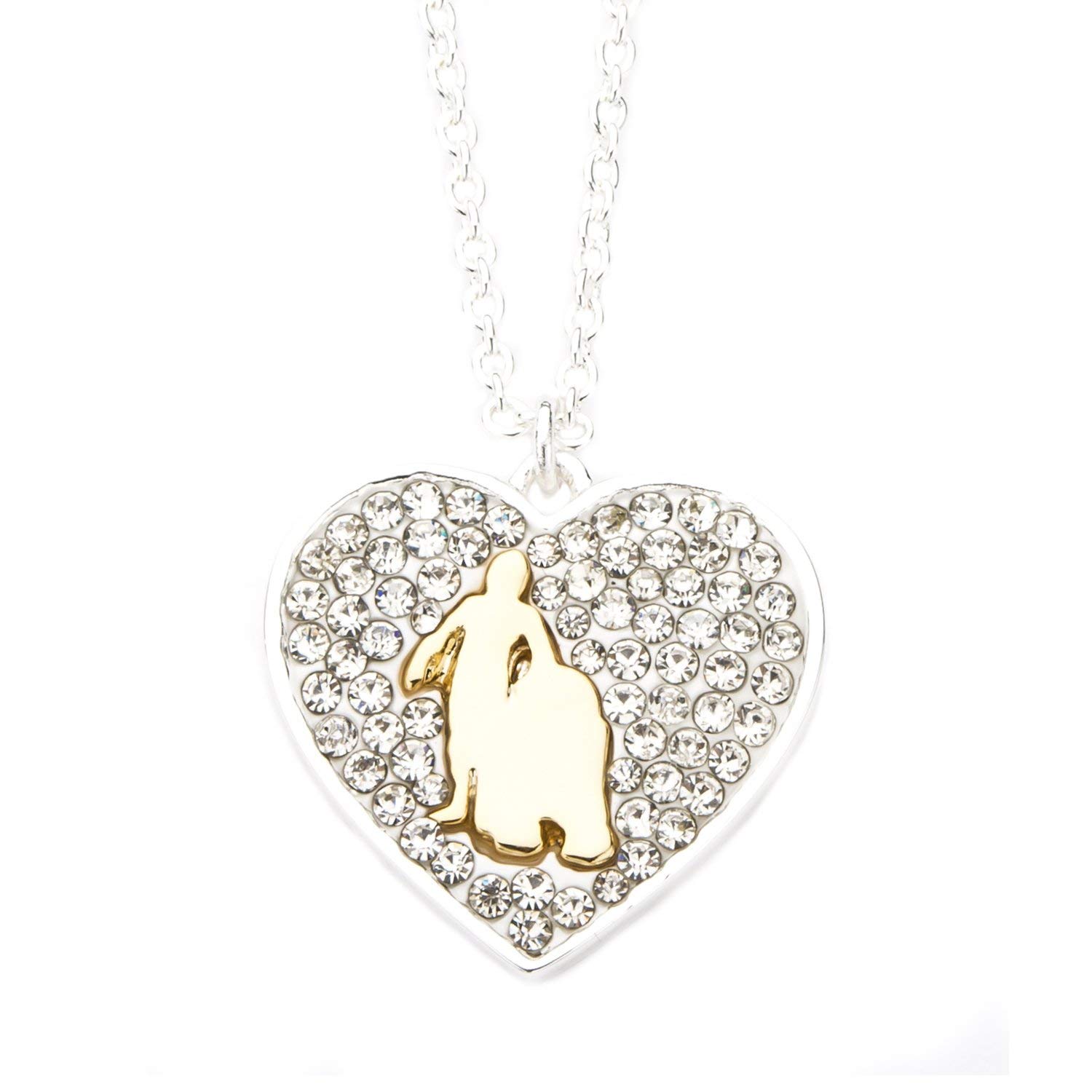 Body Vibe x Star Wars C-3PO and R2-D2 Rhinestone Heart Necklace on Amazon