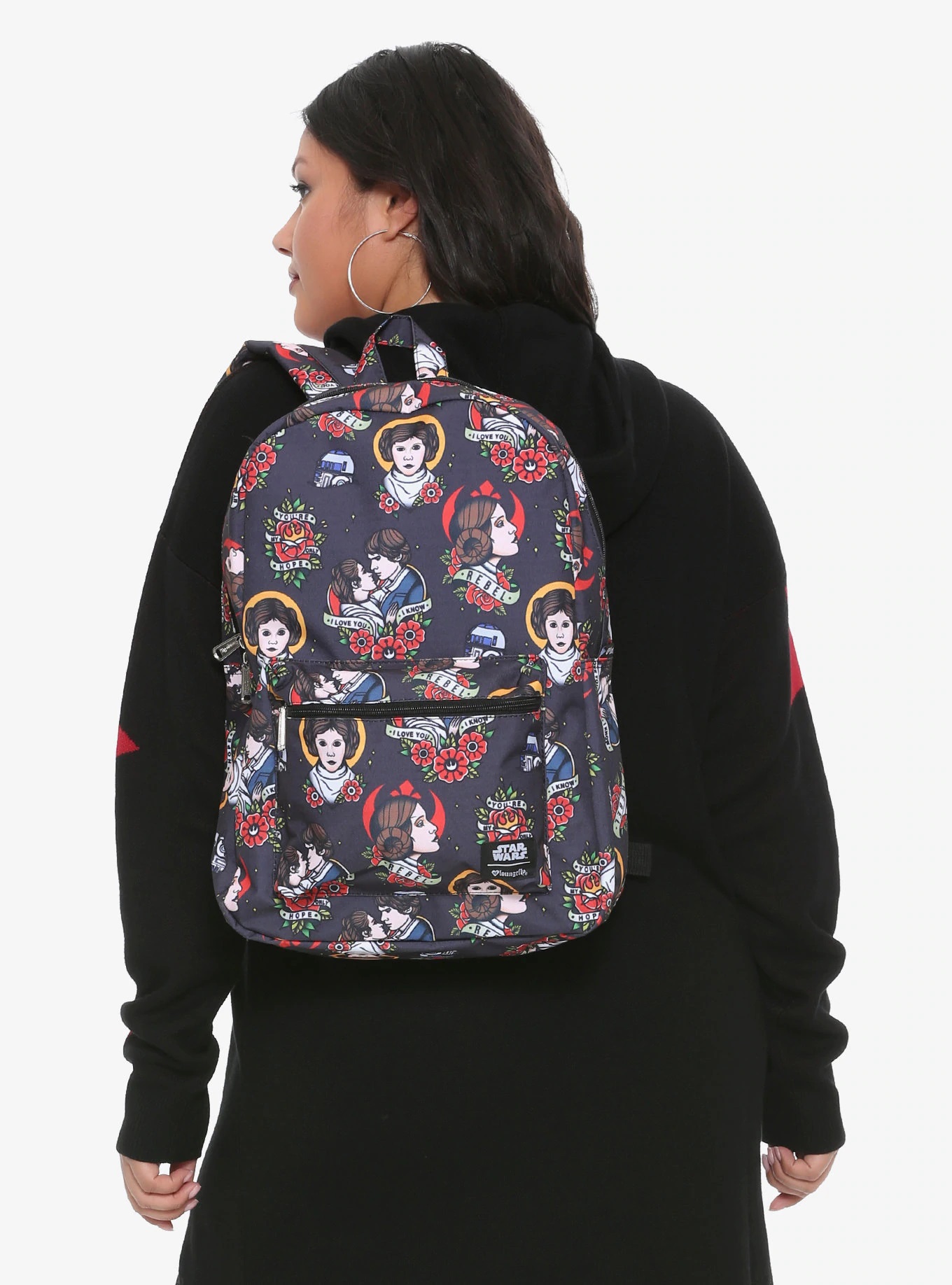 Loungefly x Star Wars Princess Leia and Han Solo Tattoo Print Backpack at Hot Topic
