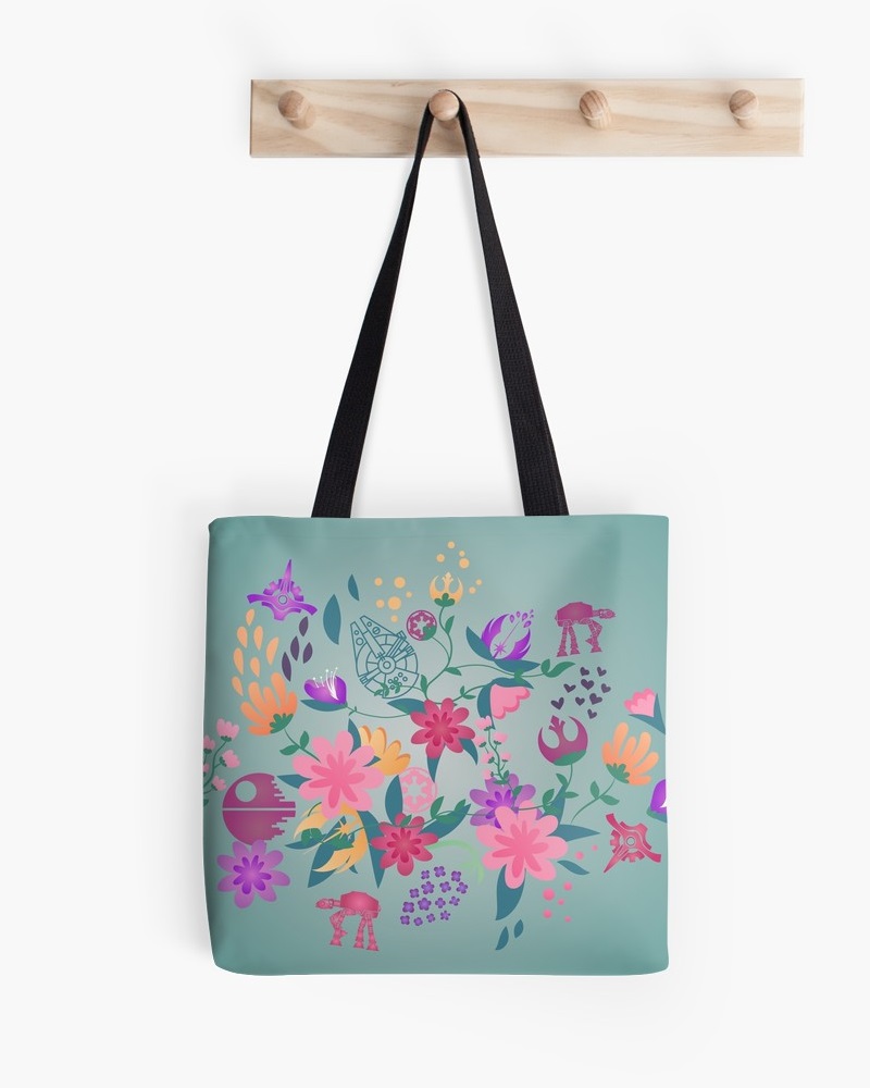 Star Wars Floral Print Tote Bag by Fashions For Fans on RedBubble