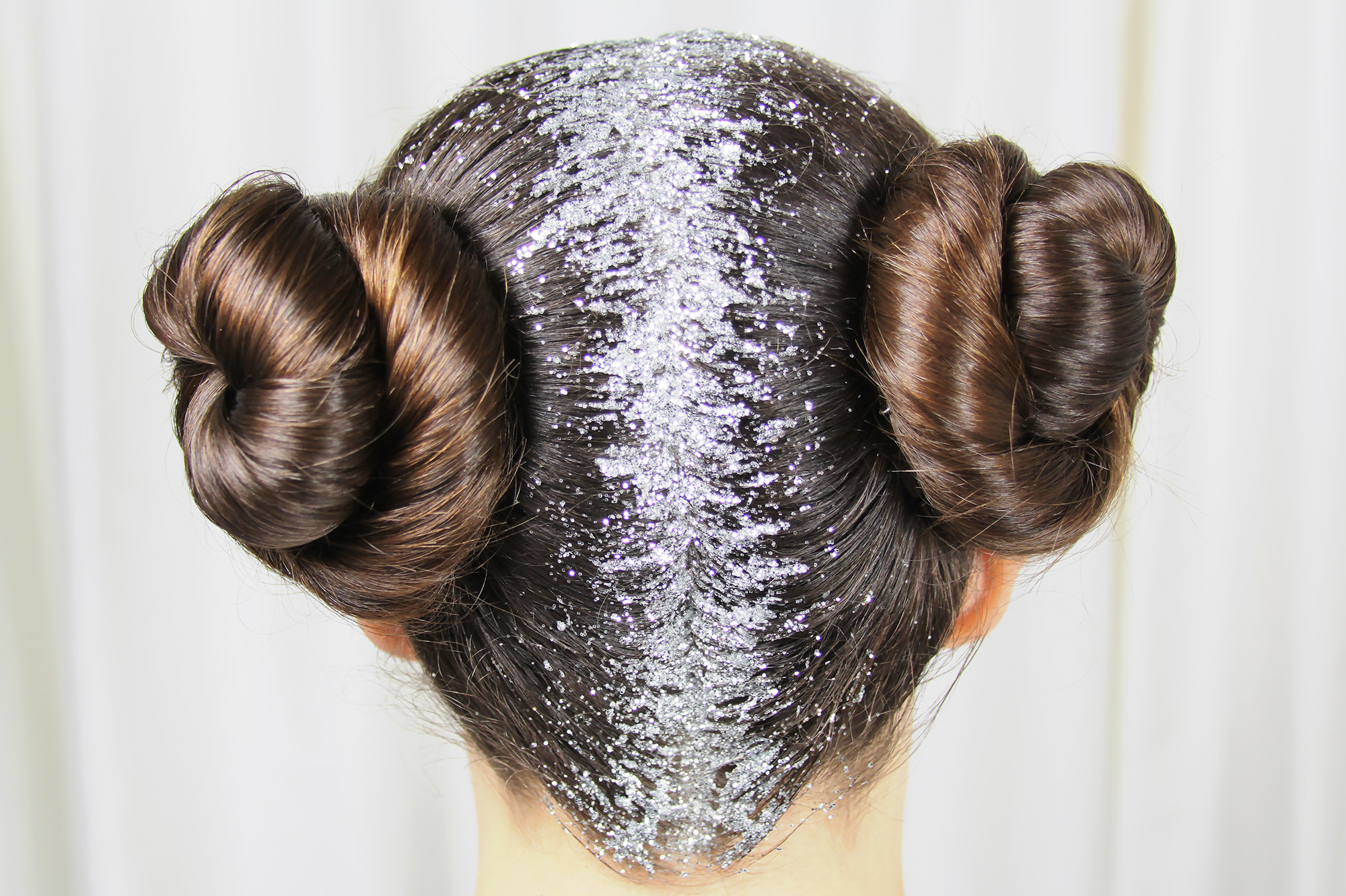 Glitter For Carrie - Star Wars Princess Leia inspired hairstyle with silver glitter