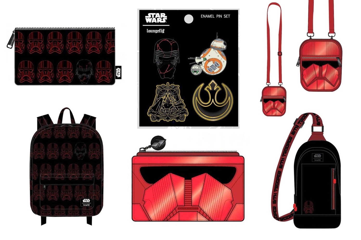 NEW! LOUNGEFLY X STAR WARS RED SITH TROOPER NYLON POUCH 