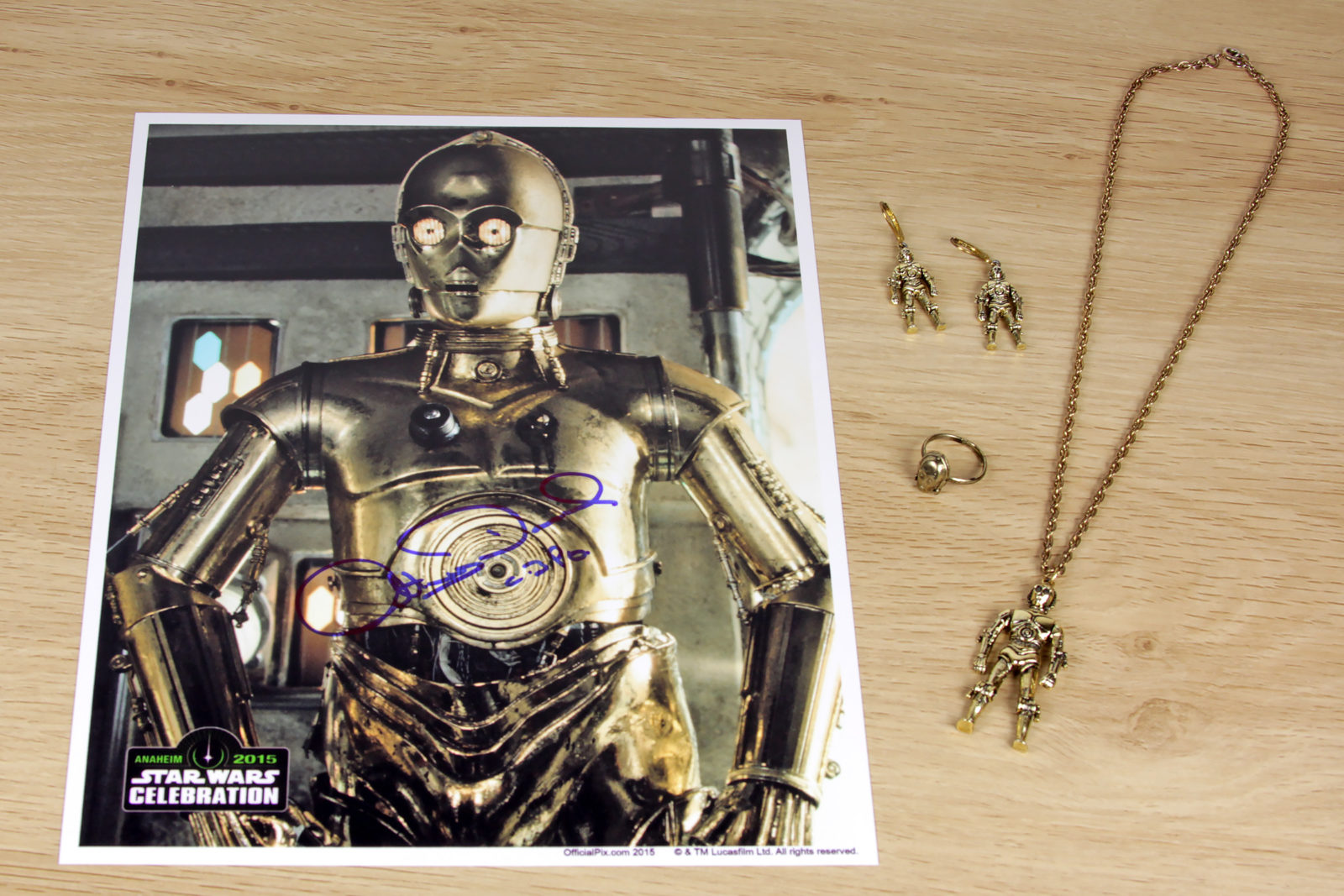 Vintage C-3PO Jewelry and Anthony Daniels Autograph