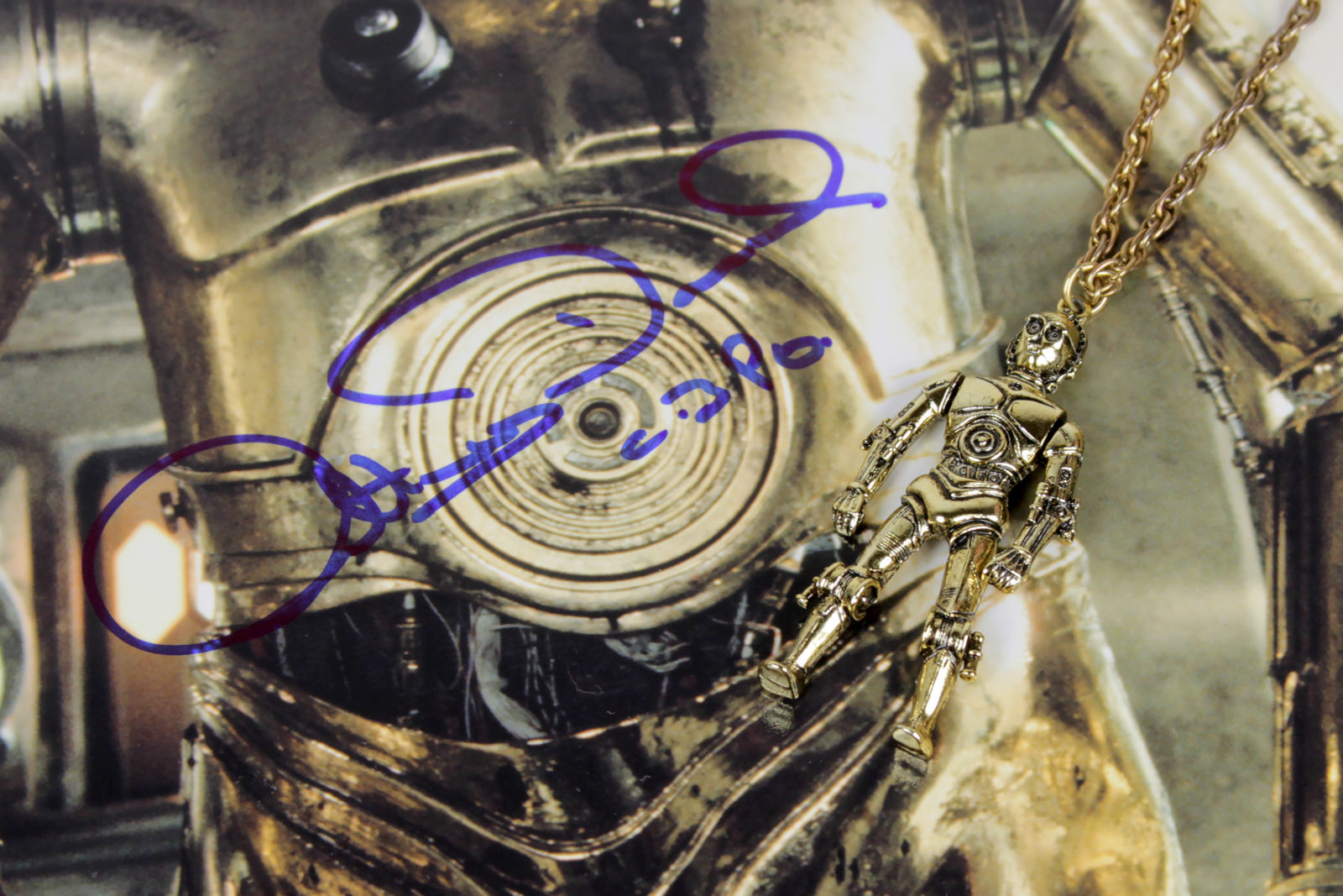 Vintage C-3PO Necklace and Anthony Daniels Autograph